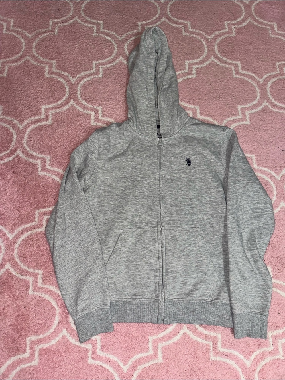Ralph Lauren U.S. Polo Assn. Grey Hoodie with Navy Trim